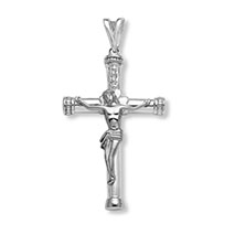 Platinum Crucifix Pendant for Men with Diamond Accents
