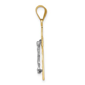Women's Diamond-Cut Textured Crucifix Pendant in 14K Two-Tone Gold 2