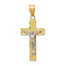 Women's Diamond-Cut Textured Crucifix Pendant in 14K Two-Tone Gold