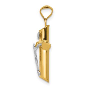 Women's 14K Two-Tone Gold INRI Tube Crucifix Pendant 2