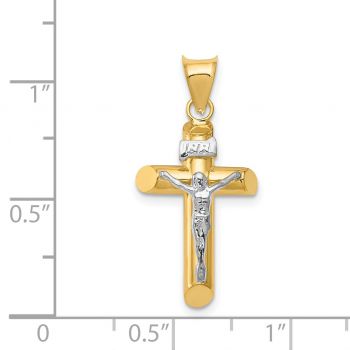 Women's 14K Two-Tone Gold INRI Tube Crucifix Pendant 3