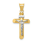 Women's 14K Two-Tone Gold INRI Tube Crucifix Pendant