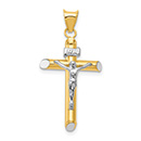 Women's INRI Thick Tube Crucifix Pendant in 14K Two-Tone Gold