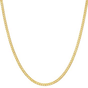 2.2mm 16 Inch Curb Link Chain Necklace for Women in 14K Gold 2