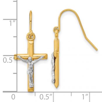 Crucifix Earrings in 10K Two-Tone Gold 3