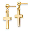 13/16" 14K Gold Cross Dangle Earrings