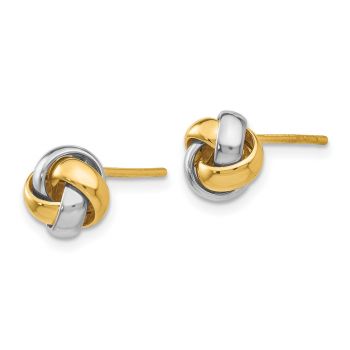 14K Two-Tone Gold Knot Post Earrings 2