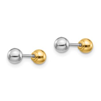 Reversible 4mm Ball Earrings, 14K Two-Tone Gold 2
