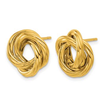 18K Gold Italian Love-Knot Button Earrings 2