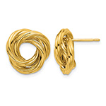 18K Gold Italian Love-Knot Button Earrings