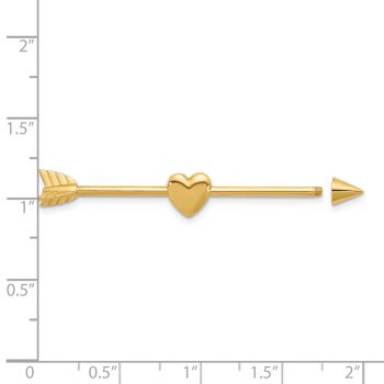 14K Gold Arrow with Heart Industrial Body Jewelry and Earring 2