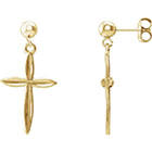 14K Gold Cross Dangle Earrings