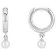 14K White Gold Cultured Seed Pearl Hoop Earrings