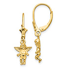 Dangling Angel Earrings in 14K Gold