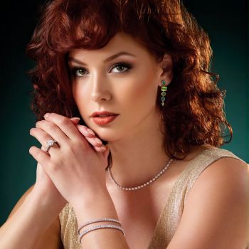 Peridot & Emerald Dangle Earrings in 14K Gold 3