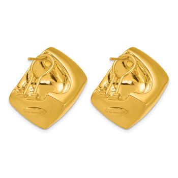 18K Gold Italian Cube Omega Post Earrings 3