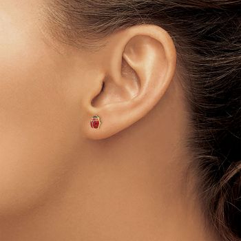 Italian Enameled Ladybug Stud Earrings in 14K Gold 3