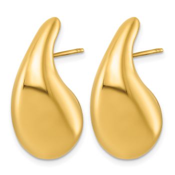 18K Gold Italian Puffed Teardrop Post Earrings 2