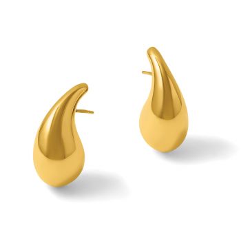 18K Gold Italian Puffed Teardrop Post Earrings 3
