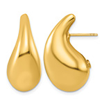 18K Gold Italian Puffed Teardrop Post Earrings