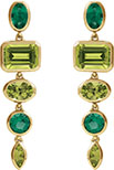 Peridot & Emerald Dangle Earrings in 14K Gold