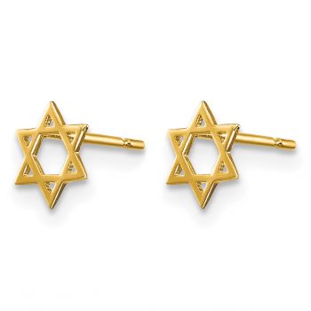 Plain Star of David Stud Earrings in 14K Gold 2