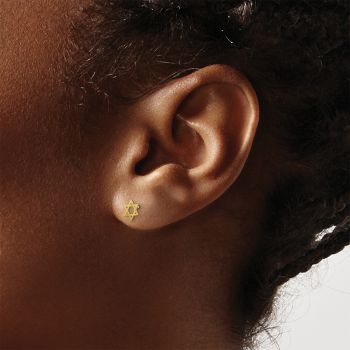 Plain Star of David Stud Earrings in 14K Gold 4