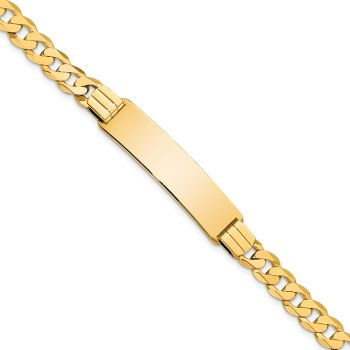 7.25mm 14K Gold Figaro Link ID Bracelet for Women, 7 Inch
