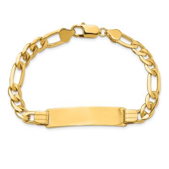 7.5mm Figaro Link ID Bracelet in 14K Gold, 8 Inch 3