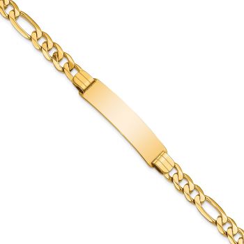 7.5mm Figaro Link ID Bracelet in 14K Gold, 8 Inch