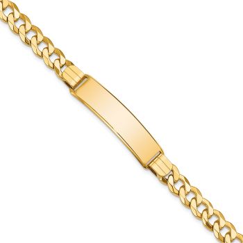 7mm 14K Gold Curb Link ID Bracelet, 8 Inch