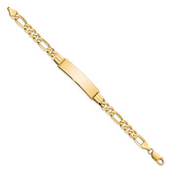 7mm Women's 14K Gold Figaro Link ID Bracelet, 7 Inch 2