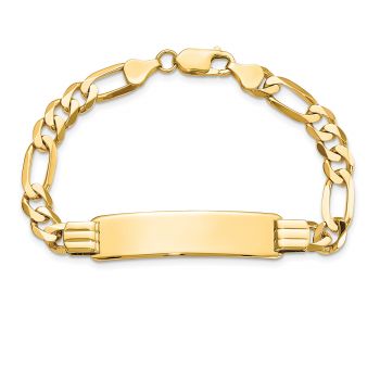 7mm Women's 14K Gold Figaro Link ID Bracelet, 7 Inch 3