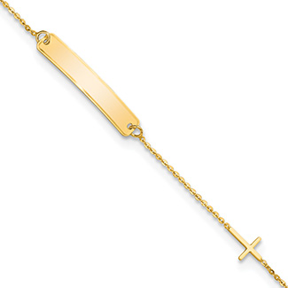 14K Gold Baby / Children's ID Cross Bracelet