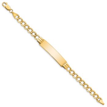 6.5mm Curb Link ID Bracelet in 14K Semi-Solid Gold, 8 Inch 2