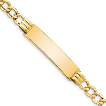 6.5mm Curb Link ID Bracelet in 14K Semi-Solid Gold, 8 Inch
