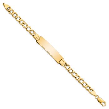 7mm 14K Semi-Solid Gold Curb Link ID Bracelet for Women, 7 Inch 2