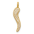 1" CZ-Studded Italian-Style Horn Pendant in 14K Gold
