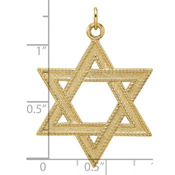 1-Inch Textured 14K Gold Star of David Pendant 4