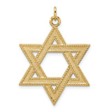 1-Inch Textured 14K Gold Star of David Pendant