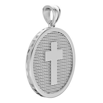 Sterling Silver Large Cross Disc Charm Pendant 2