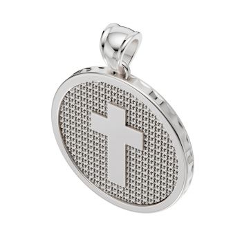 Sterling Silver Large Cross Disc Charm Pendant 6