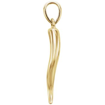 14K Solid Gold Medium Italian Horn Pendant 2
