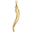 14K Solid Gold Medium Italian Horn Pendant