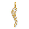 14K Gold 3/4" Cubic Zirconia Italian-Style Horn Pendant