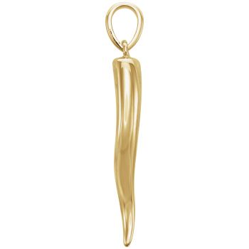 18K Solid Gold 1-Inch Italian Horn Pendant 2