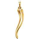 18K Solid Gold 1-Inch Italian Horn Pendant