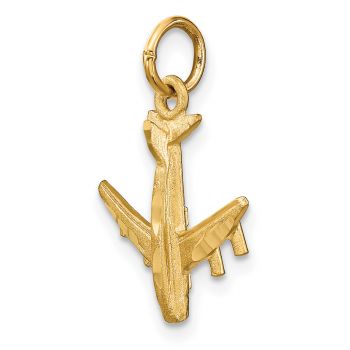 3-D Airplane Charm Pendant in 14K Gold 3