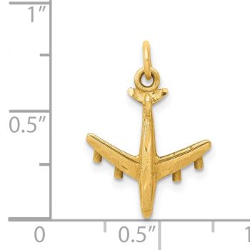 3-D Airplane Charm Pendant in 14K Gold 4