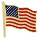 14K Gold American Flag Lapel Pin with Red, White & Blue Enamel